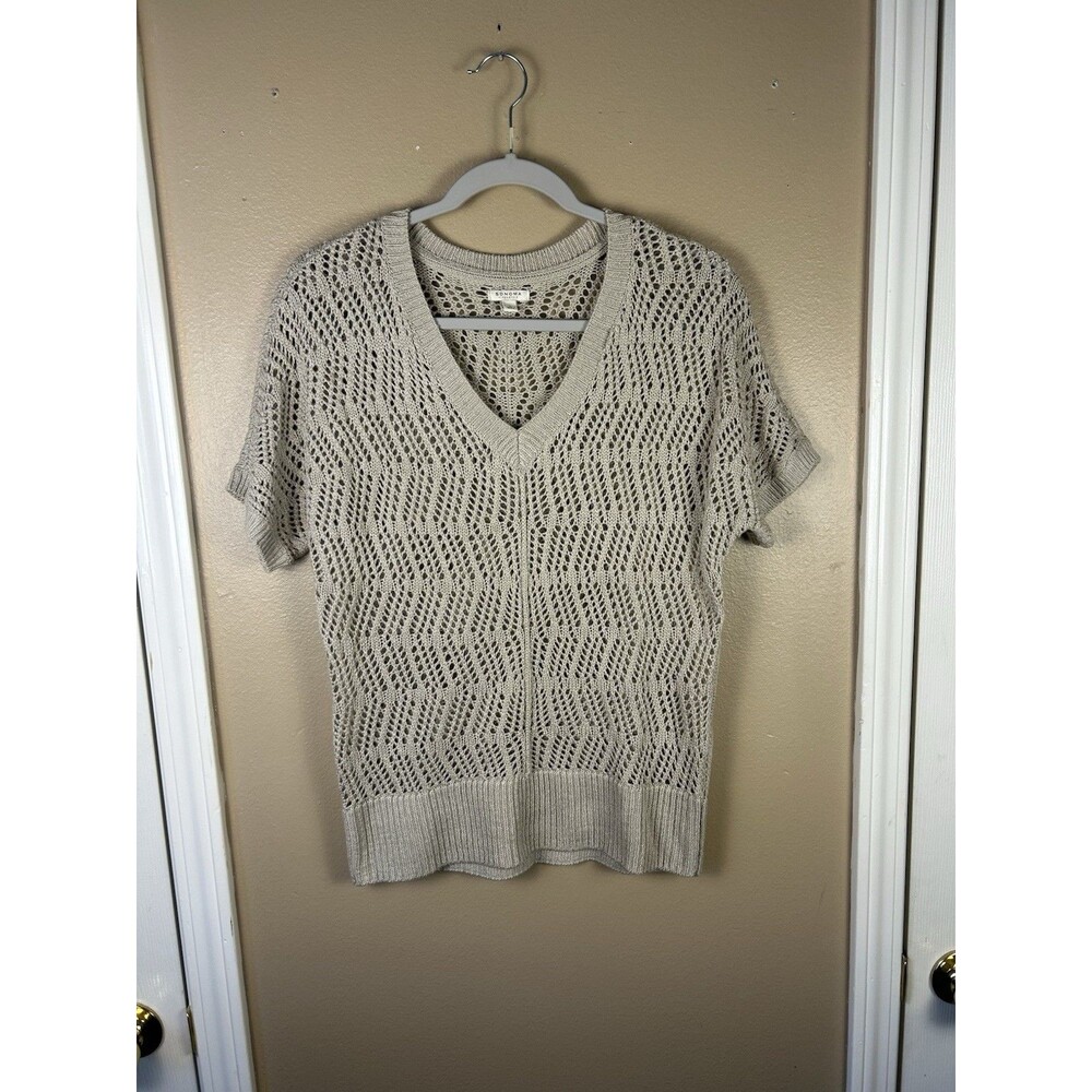 Sonoma Life+Style Womens Cozy Beige Knit Sweater Top Small Beach Coastal Resort